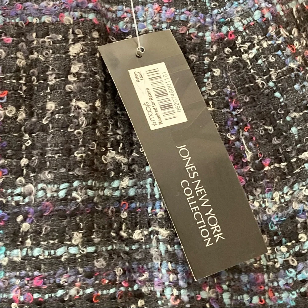 Jones New York Wool Blend Plaid Skirt Black Blue